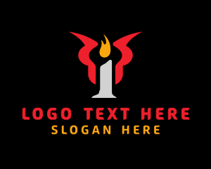 Red - Candle Flame Horns logo design
