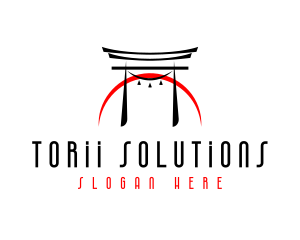 Asian Torii Gate Arch logo design