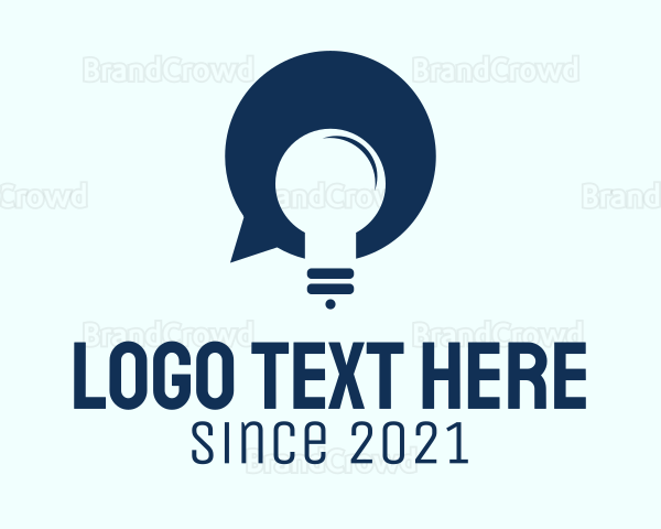 Blue Chat Lightbulb Logo