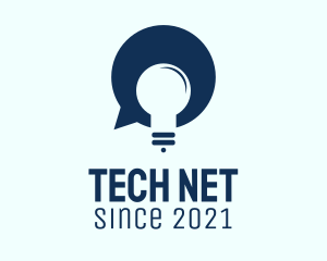 Net - Blue Chat Lightbulb logo design