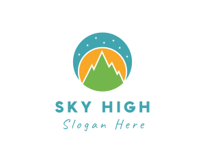 Night Mountain Landscape logo design