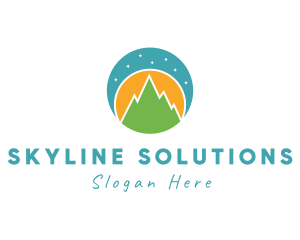 Night Mountain Landscape logo design