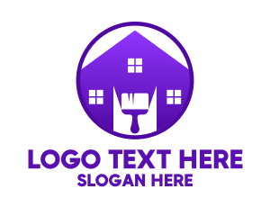 Icon - Violet Home Paint Brush logo design