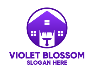 Violet Home Paint Brush logo design