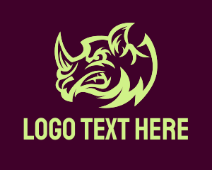 Rhino - Angry Rhinoceros Head logo design