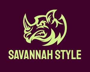 Savannah - Angry Rhinoceros Head logo design