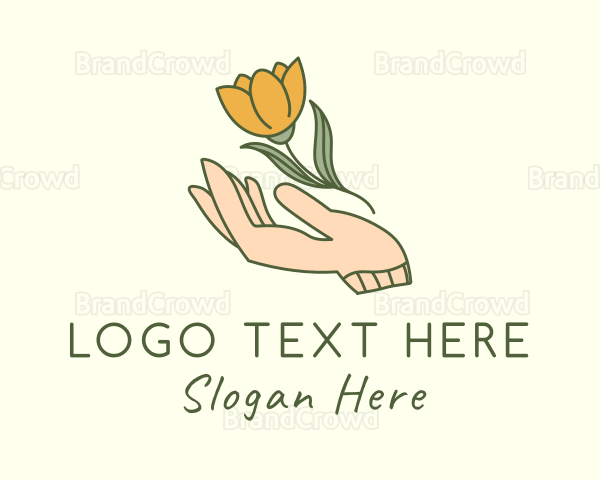 Tulip Flower Hand Logo