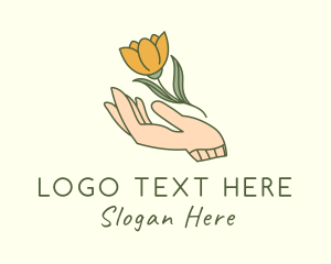 Spa - Tulip Flower Hand logo design