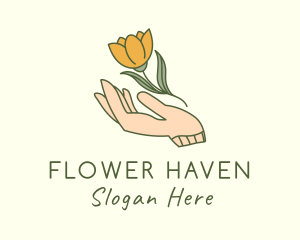 Tulip Flower Hand logo design