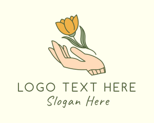 Plantation - Tulip Flower Hand logo design