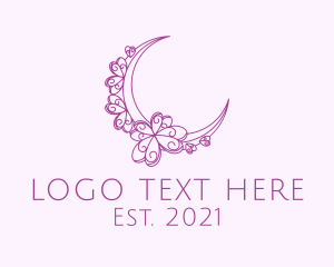 Essential Oil - Purple Ornamental Crescent Moon logo design
