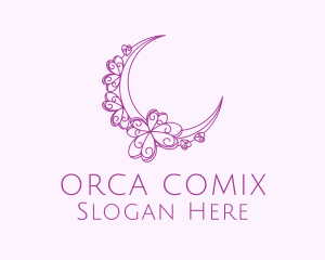 Purple Ornamental Crescent Moon  Logo