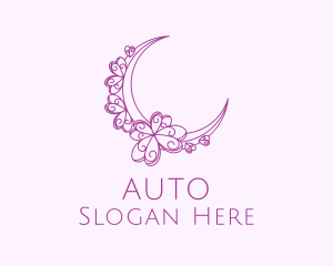 Purple Ornamental Crescent Moon  Logo