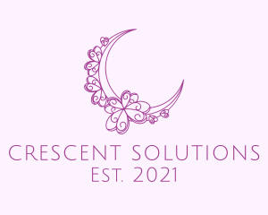 Purple Ornamental Crescent Moon  logo design