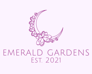 Purple Ornamental Crescent Moon  logo design