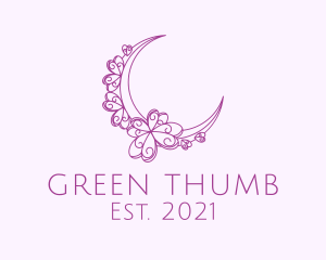 Purple Ornamental Crescent Moon  logo design