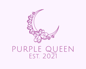 Purple Ornamental Crescent Moon  logo design