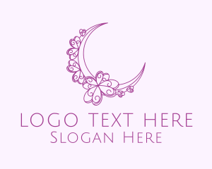 Purple Ornamental Crescent Moon  Logo