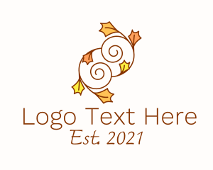 Autumn - Leafy Swirl Line Art logo design