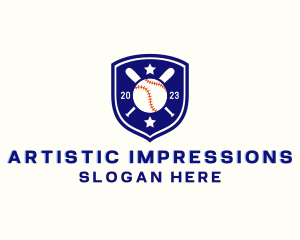 Baseball Bat Ball Emblem logo design