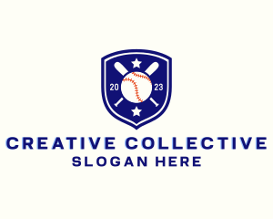 Baseball Bat Ball Emblem logo design