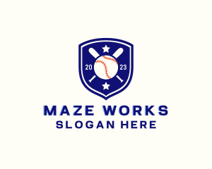 Baseball Bat Ball Emblem logo design