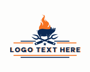Banner - Fire Pork Grill logo design