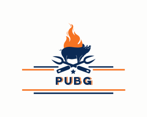 Meat - Fire Pork Grill logo design