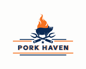 Fire Pork Grill logo design