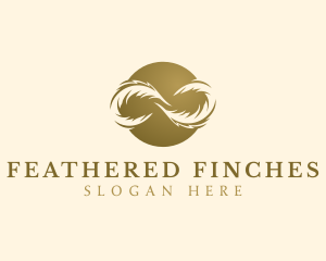 Infinity Quill Feather logo design