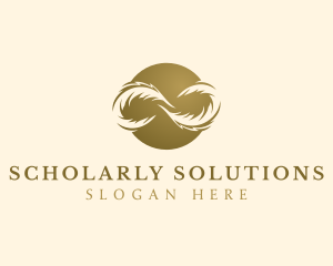 Scholar - Infinity Quill Feather logo design