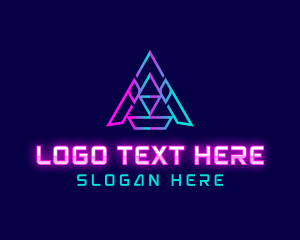 Triangle Tech Letter A logo design