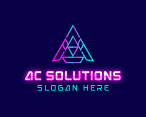 Triangle Tech Letter A logo design