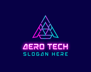 Triangle Tech Letter A logo design