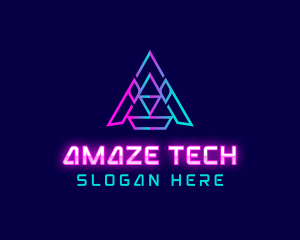 Triangle Tech Letter A logo design