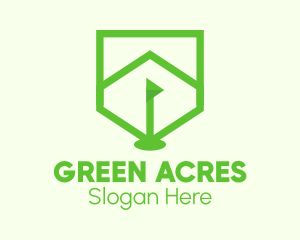 Green Golf Course Flag Shield logo design