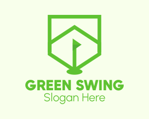 Golf - Green Golf Course Flag Shield logo design