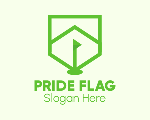 Flag - Green Golf Course Flag Shield logo design