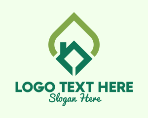 Green - Eco House Leaf logo design