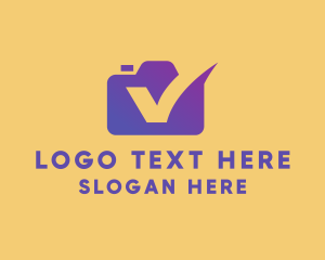 Video - Purple Camera Letter V logo design