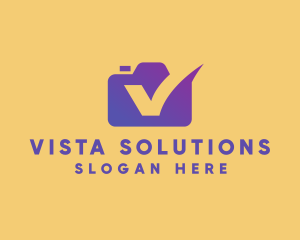 Purple Camera Letter V logo design