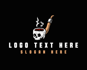 Skull - Skull Pipe Smoke logo design
