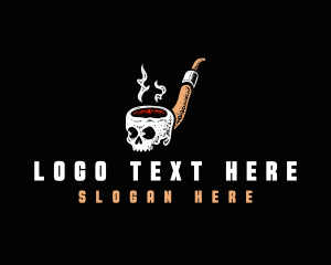 Bone - Skull Pipe Smoke logo design