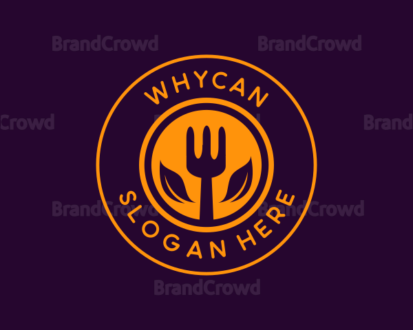 Organic Leaf Spoon Restaurant Logo