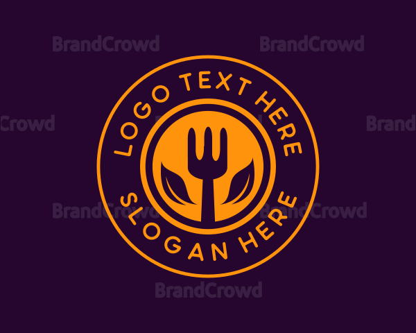 Organic Leaf Spoon Restaurant Logo