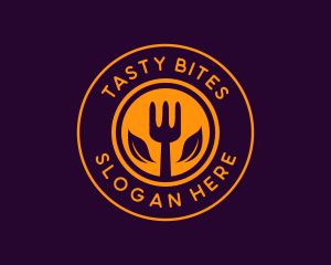 Organic Leaf Spoon Restaurant Logo