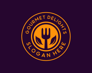 Organic Leaf Spoon Restaurant logo design