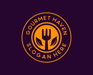 Organic Leaf Spoon Restaurant logo design