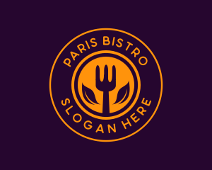 Organic Leaf Spoon Restaurant logo design