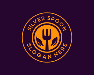 Organic Leaf Spoon Restaurant logo design